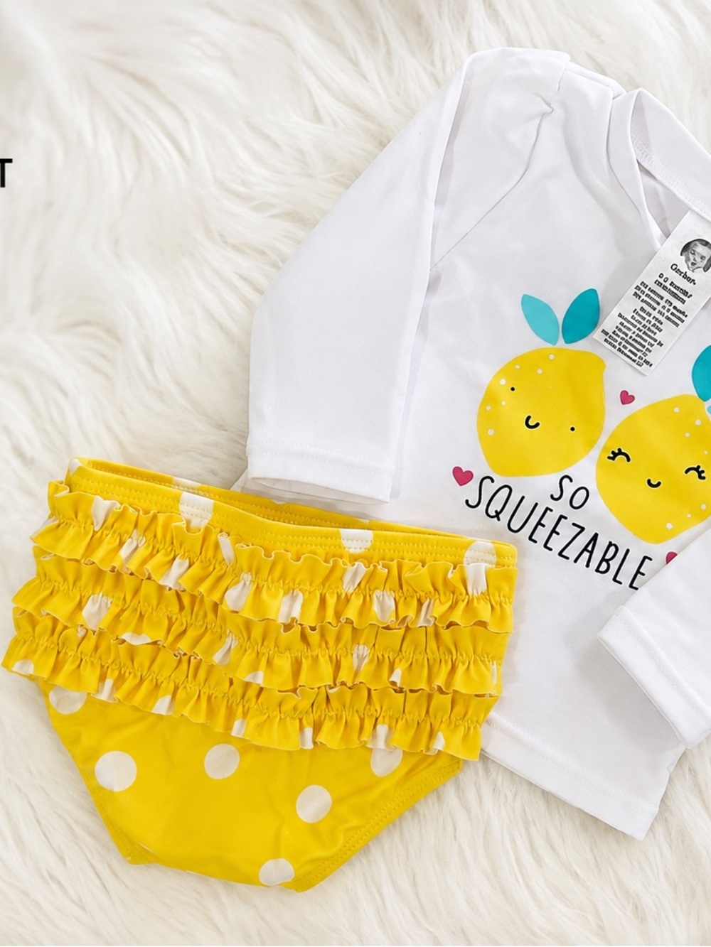 Gerber Baby Girl 2-Piece Lemon Swimsuit Set | 0-3 Months | NWT